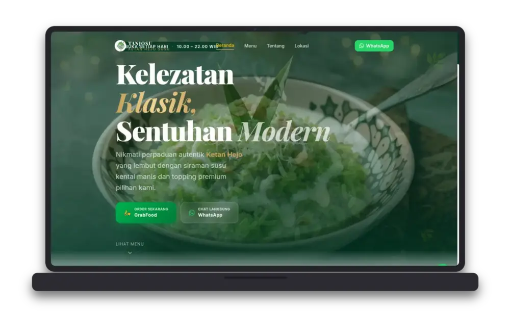 Tangkapan layar Tanjosu Landing Page