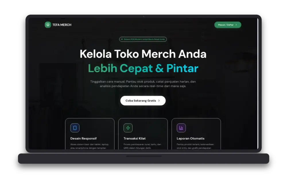 Tangkapan layar TEFA POS Merch