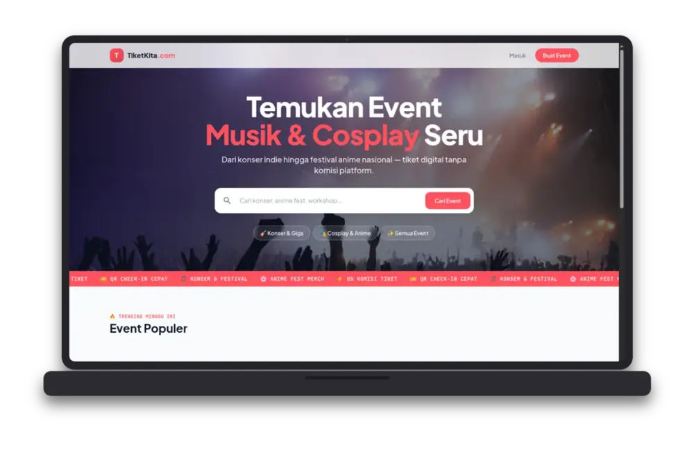 Tangkapan layar LoketKita.com (Ticketing SaaS)